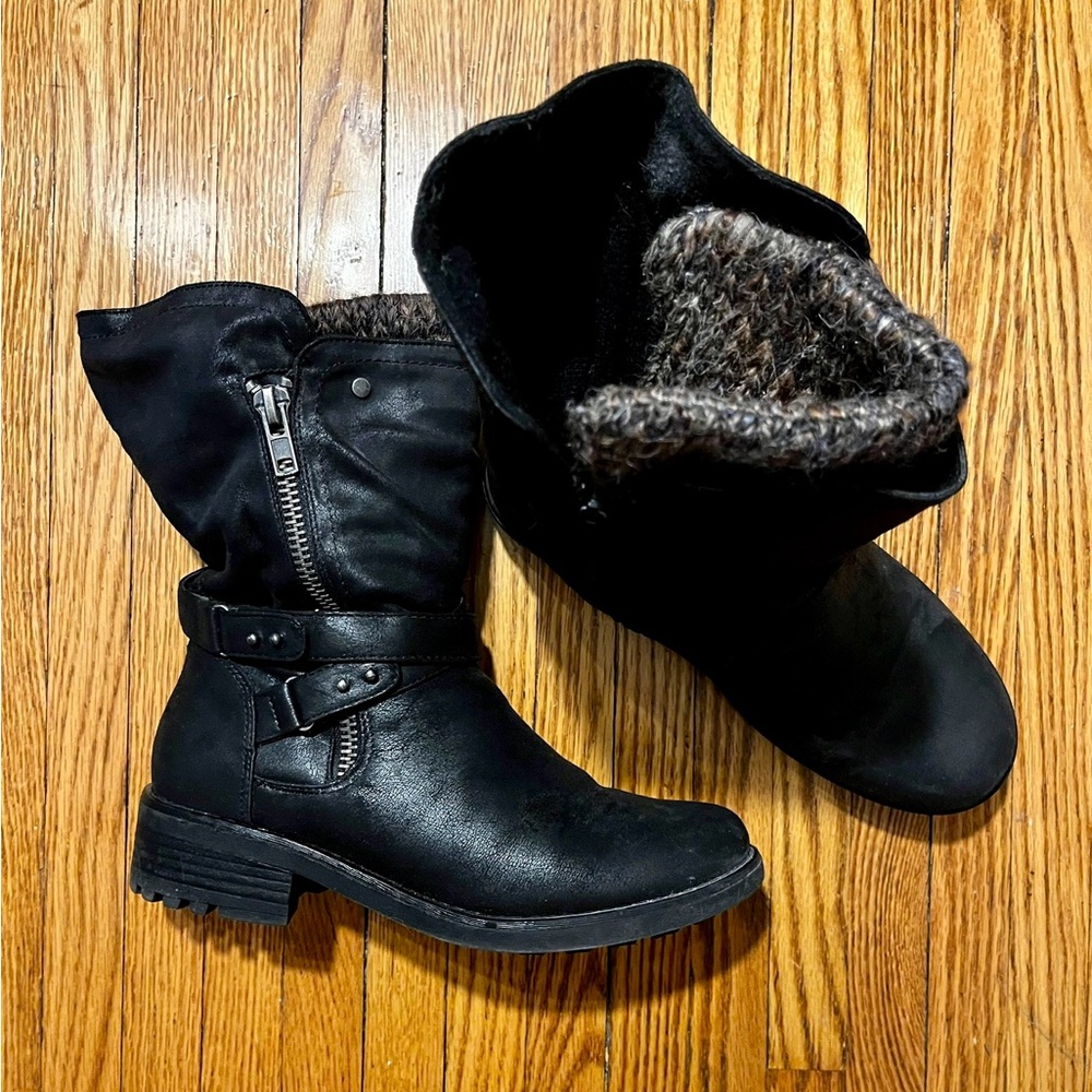 Size 9/9.5 Black “Sweater” Boots with Buckle